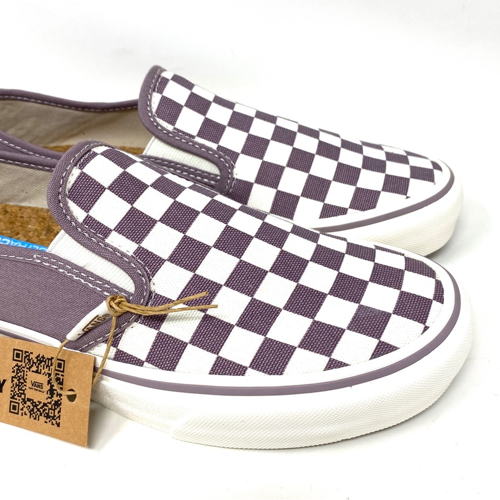 VANS Slip On Eco Theory Check Pure Purple Canvas Women’s Sneakers  VN0A5HYQA66 - Picture 3 of 9